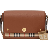 预订BURBERRY/博柏利 Vintage 格纹拼皮革 Note 斜背包 25*8.5*18CM