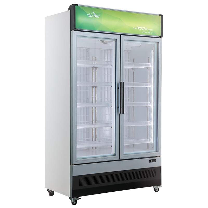 西科FD-LD57 800升冷冻柜 便利店商场透明玻璃风冷立展示柜双门冰淇淋超市便利店冷柜