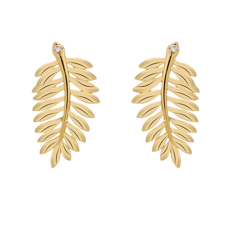 APM Monaco热带棕榈叶耳环女气质圆脸显瘦 耳饰新款 520送女友 AE12524OXY