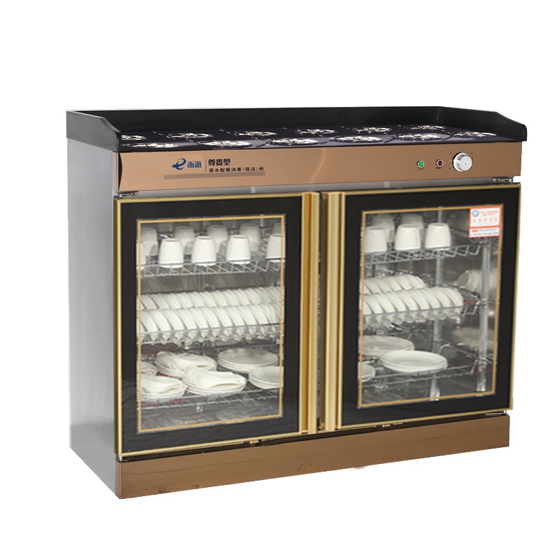而派 多功能 火锅店专用大理石料理台 茶水配餐消毒柜商用 餐饮自助餐厅饭馆碗碟水杯密胺餐具消毒碗柜 双门立式不锈钢柜