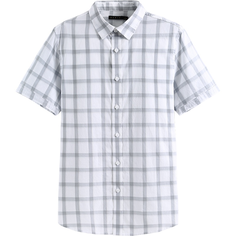 【满198减100预估价：37】森马男装短袖衬衫男夏季新款日系格纹学生衬衣休闲纯棉男士寸衫潮