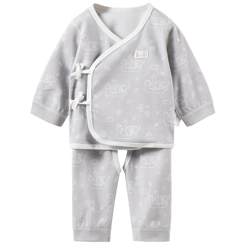 童泰TONGTAI春秋新款初生儿纯棉和服内衣开裆套装0-3个月宝宝上衣裤子两件套婴幼儿通用59cm