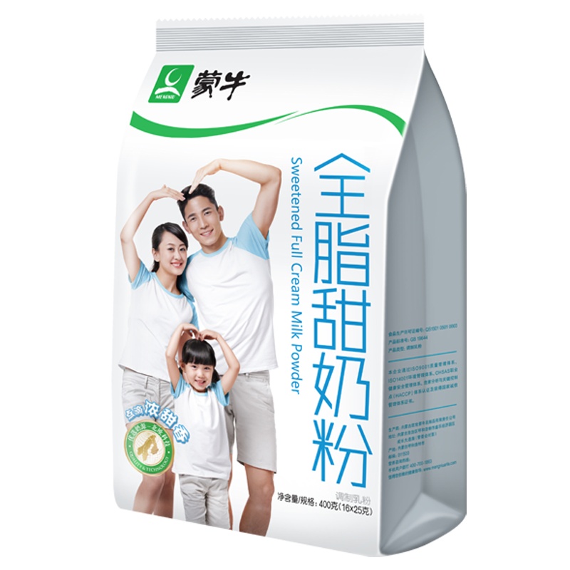 蒙牛全脂甜奶粉400g/袋 成人女士青少年学生儿童全家营养早餐牛奶粉