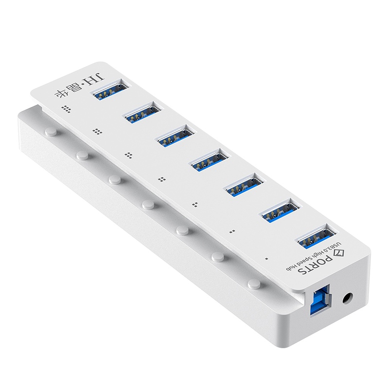 晶华 USB3.0分线器 高速7口HUB扩展坞集线器 电脑笔记本一拖七连接鼠标键盘U盘带电源转换器 黑色1米 Z434C