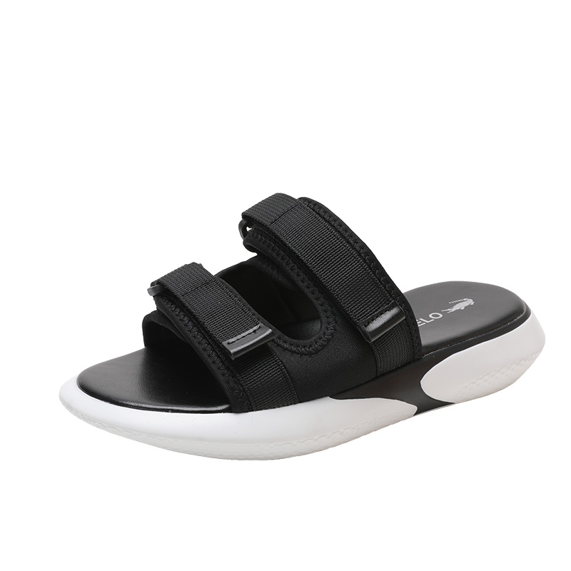 卡帝乐鳄鱼(CARTELO)夏季款船型厚底女士拖鞋套脚时尚魔术贴透气舒适懒鞋女单鞋