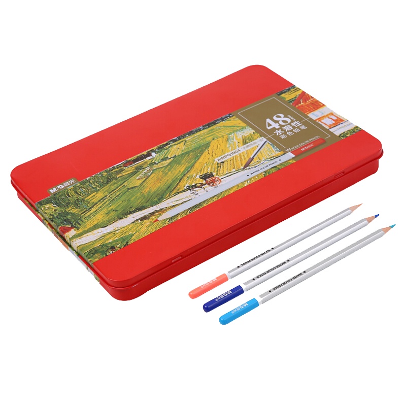 晨光(M&G)1904六角水溶性彩色铅笔48色/盒 铁盒彩铅 彩笔 儿童画笔 画画笔秘密花园填色笔 绘画笔 学生文具
