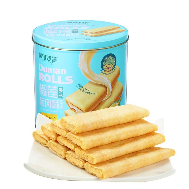 榴莲西施 旋风酥338g*2罐凤凰卷榴莲夹心鸡蛋卷办公室零食下午茶