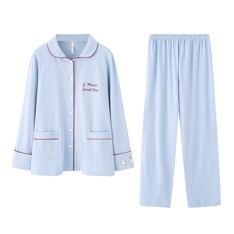 安之伴纯棉甜美睡衣女秋长袖韩版全棉花边少女家居服外穿休闲宽松