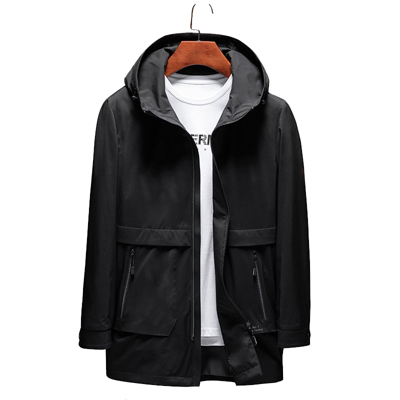 雅鹿男装风衣男秋季上新中长款连帽纯色百搭简约男士风衣外套14409933