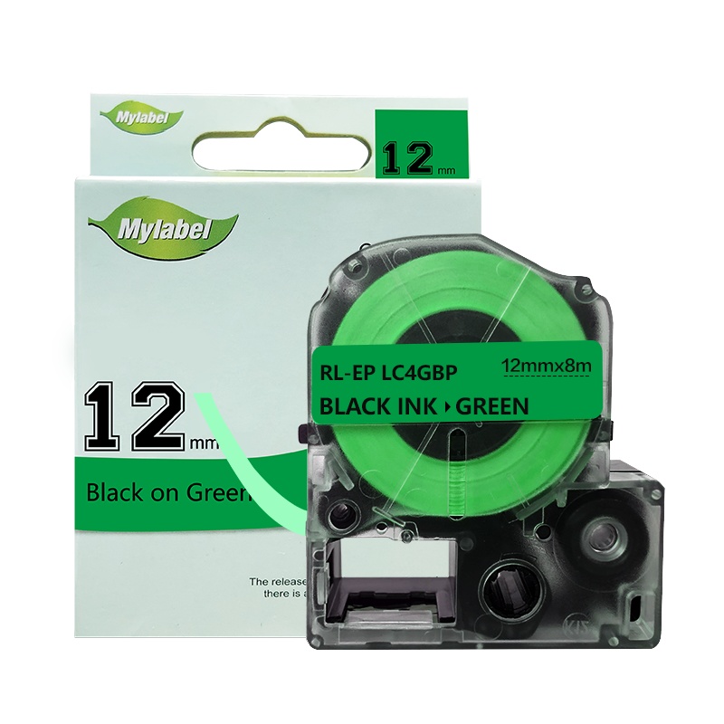 e代经典 12mm绿底黑字标签色带 适用爱普生EPSON LW300;LW400;LW700 600P LK-4GBP