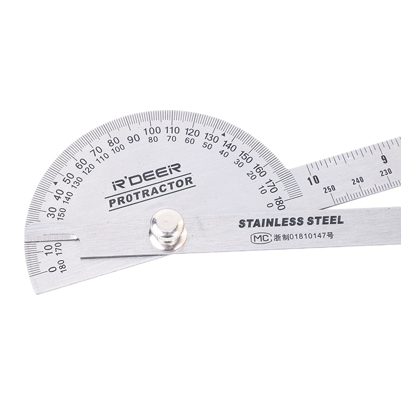 企购优品不锈钢量角器 角度尺 木工分度规 拐尺180度角度规 90度角尺 双臂量角器