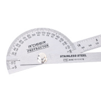 企购优品不锈钢量角器 角度尺 木工分度规 拐尺180度角度规 90度角尺 双臂量角器