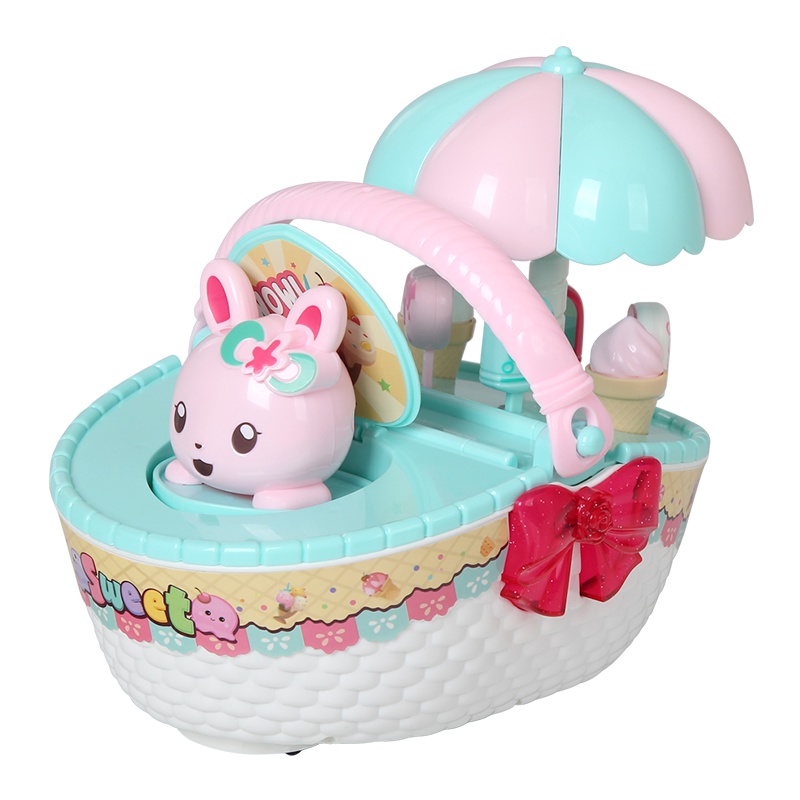 蒙太奇粉红兔甜心雪糕车玩具 过家家玩具雪糕车音乐声光玩具