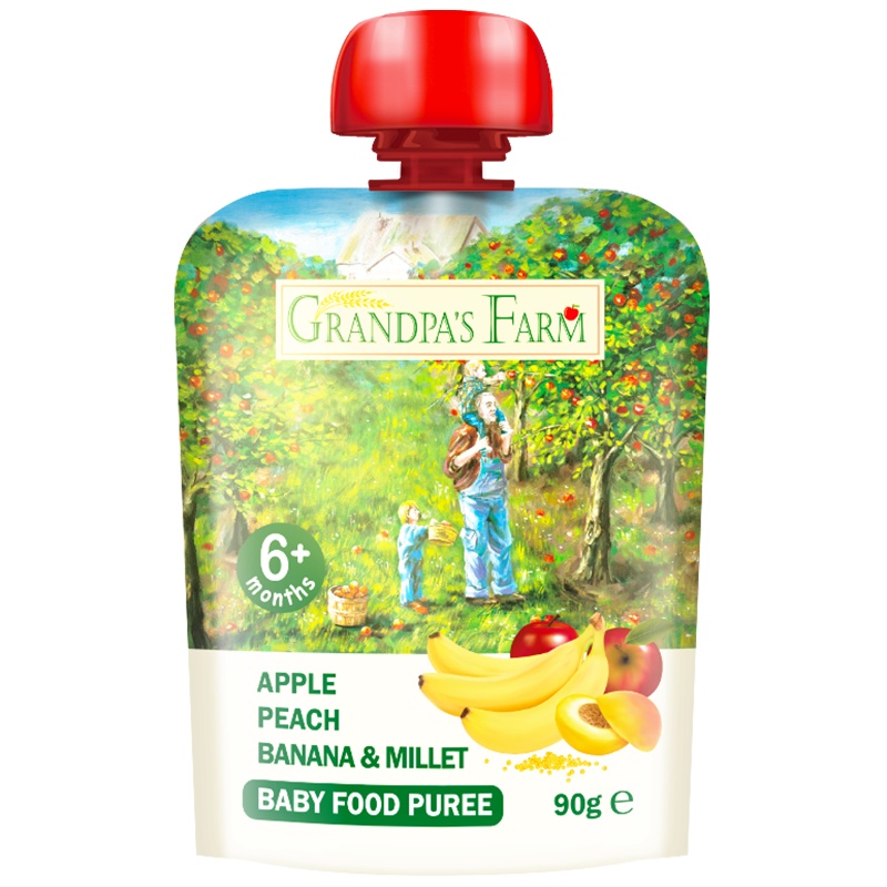 爷爷的农场 苹果桃香蕉小米泥 90g