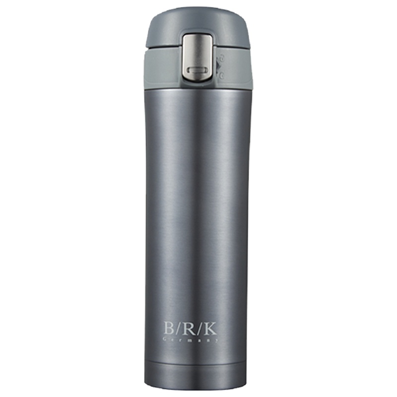 BRK Germany保温杯德国基尔弹跳杯双层304不锈钢真空保温保冷水杯弹盖锁扣一键开启男女办公家用车载轻量便携深灰色