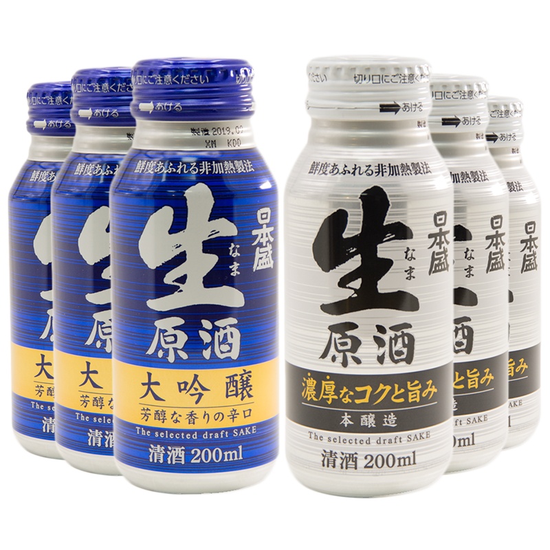 日本盛本酿造大吟酿生原酒铝罐日本清酒米酒200ml六瓶装