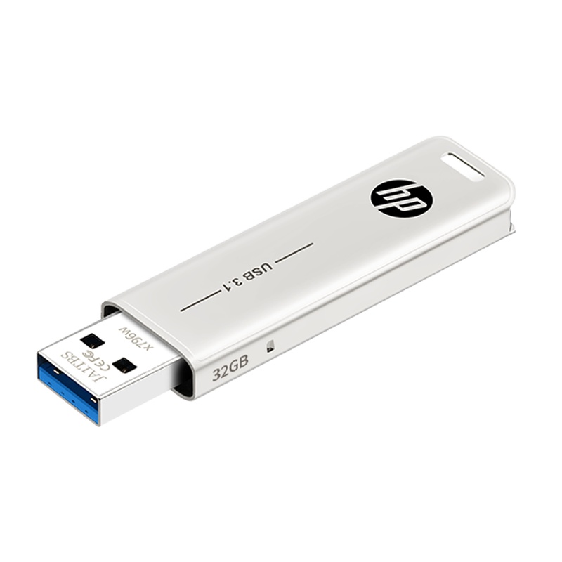 惠普(HP)U盘32G X796w 高速读写USB3.1 金属商务办公可伸缩电脑车载两用优盘32g