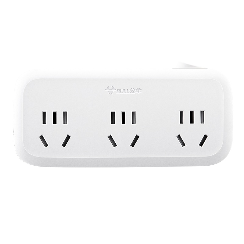 公牛(bull)新国标GN-933K一转三位总控开关带儿童保护门转换器插座/插排/电源转换器/转接插头/接线板 白色 0