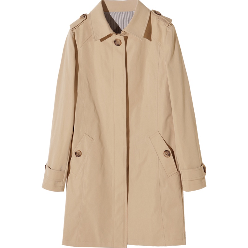 娅丽达女装风衣女中长款2019秋季新款纯色宽松polo领韩版外套大衣I7511