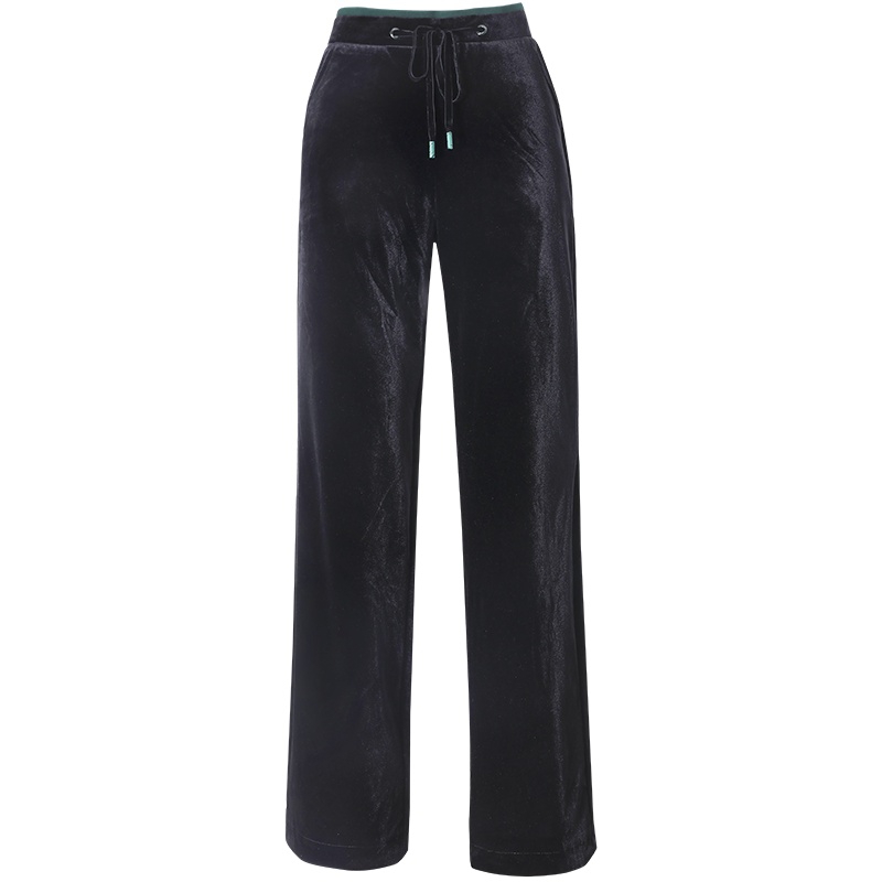 蓝旗 春季新款女士金丝绒阔腿裤高腰垂感宽松休闲直筒长裤