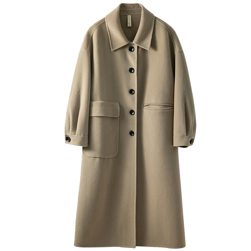 恒源祥女士羊毛大衣2020中长款过膝宽松双面绒毛呢冬装外套女