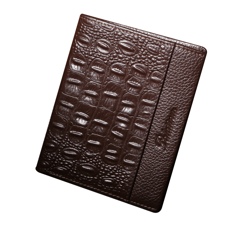 巴天弩皮具竖式短夹男士钱包*1个 头层鳄鱼纹皮