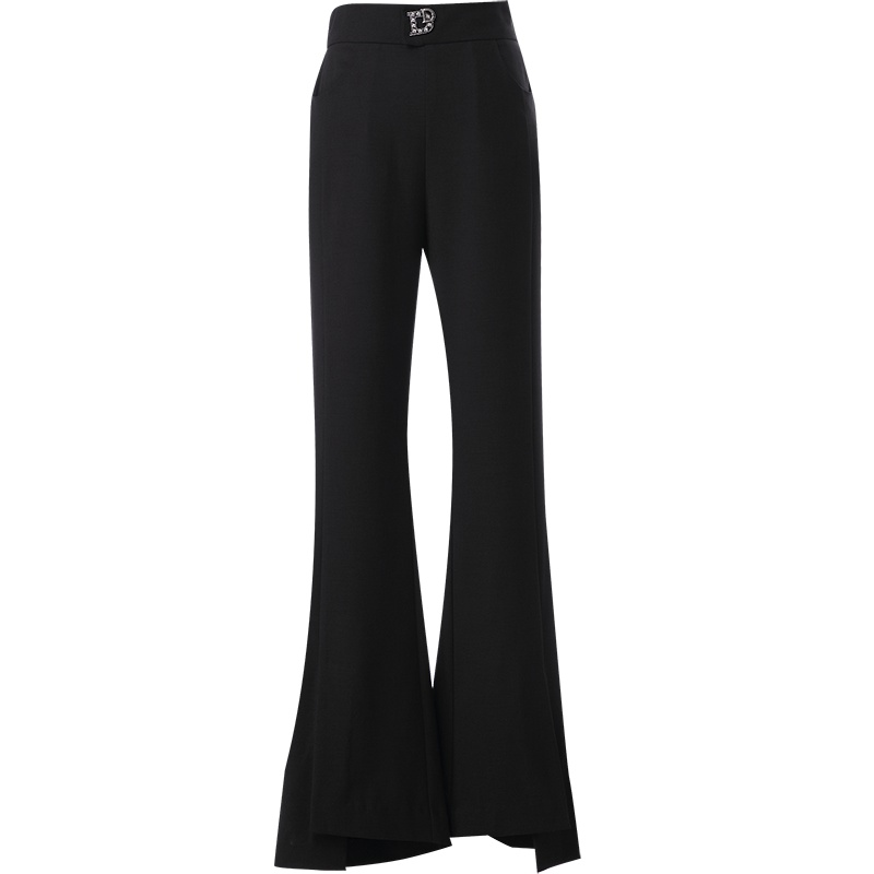 欧昵雪夏季韩版修身显瘦高腰微喇裤女OL休闲长裤喇叭裤