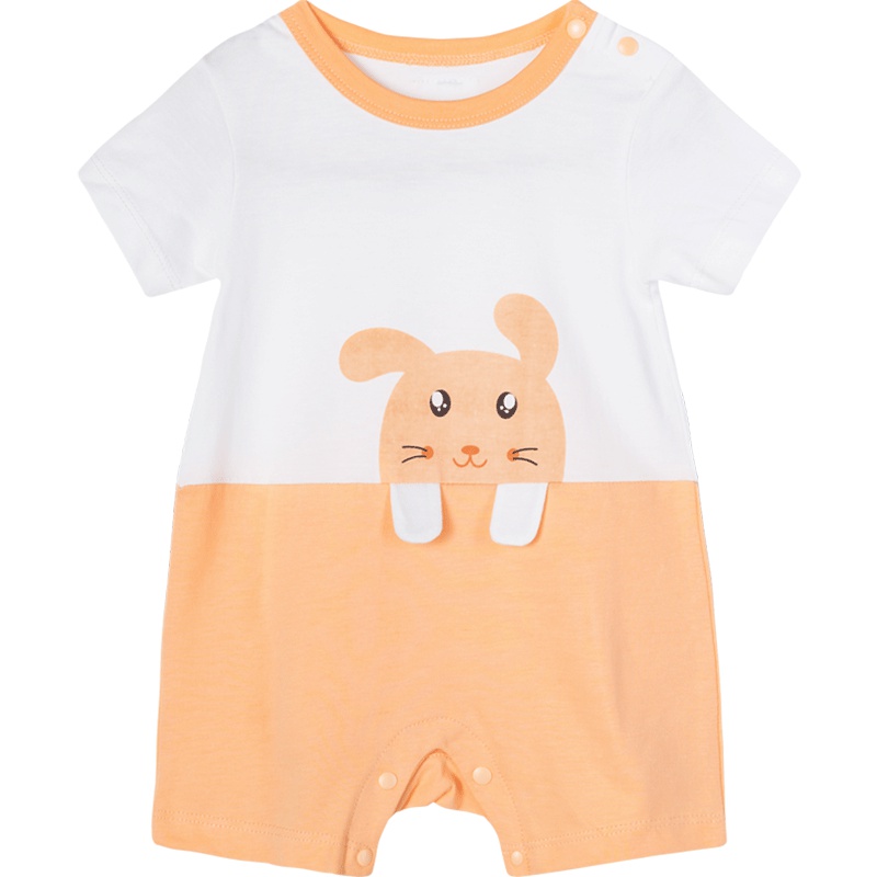 贝贝怡男女宝宝肩开连体衣夏季新款可爱卡通短袖哈衣192L255