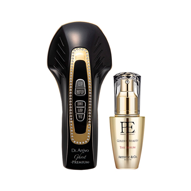 Dr.Arrivo魅影美容仪(黑色镶钻+40ml黄金精华液) 24k镀金魅影美容仪家用紧致提拉微电流导入