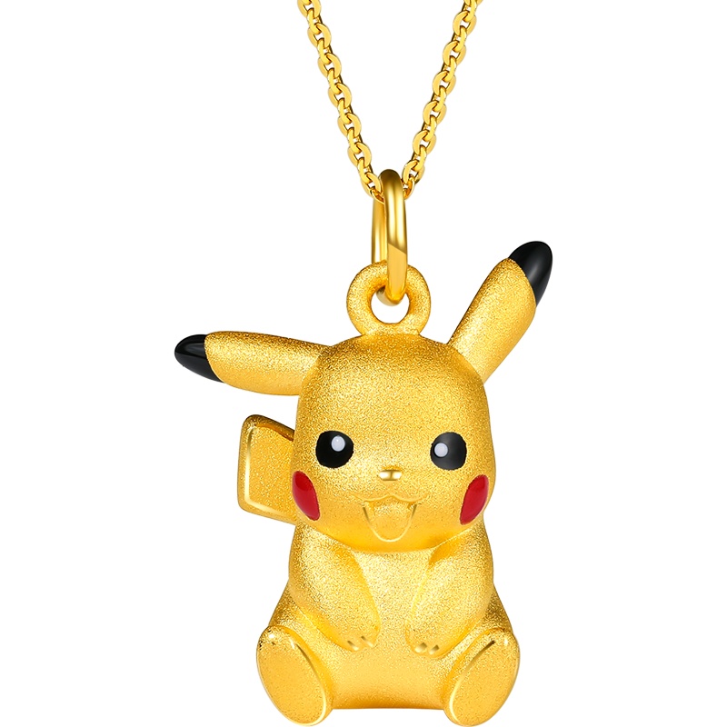 周大生黄金吊坠女官方正品乖萌皮卡丘足金吊坠宝可梦系列硬金首饰