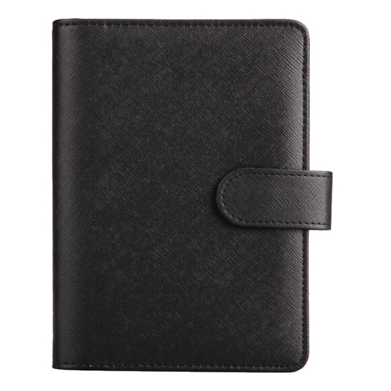 得力 3152 48k 100张 基础款活页皮面本 6孔商务办公记事本笔记本子 黑色 棕色