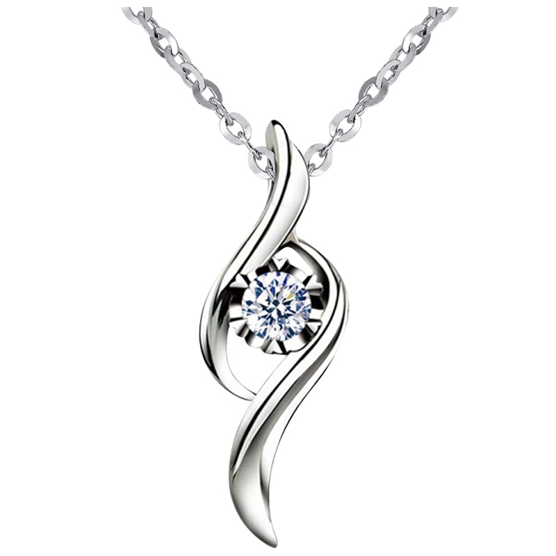 梦克拉  18K金钻石吊坠 单钻吊坠 简约 k金钻石挂坠 女款项坠 暗香