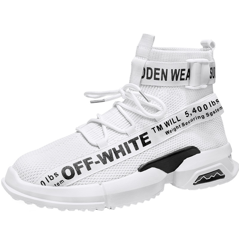 艾斯臣Acesc秋季新款时尚潮鞋轻便透气男鞋网面中筒靴