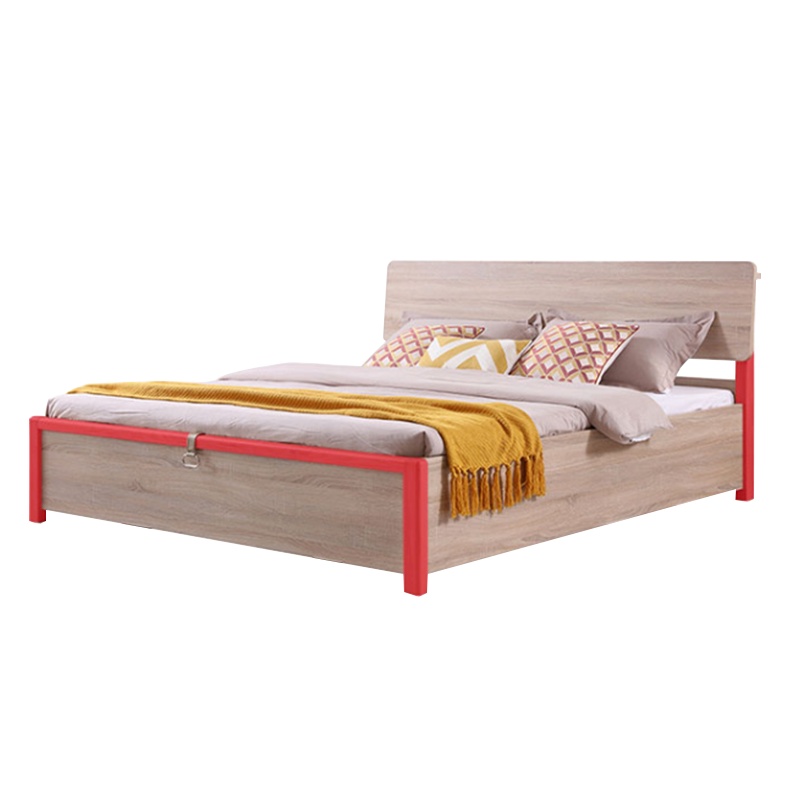 [规格:1.8m单床+床头柜*1+床垫]北欧实木框架双人床多功能储物高箱床白蜡木小户型婚床