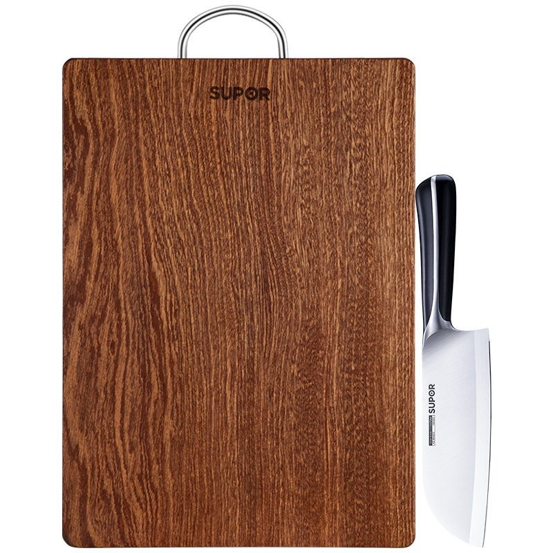 苏泊尔(SUPOR)砧板乌檀木加厚天然整木菜板W402825AB1+苏泊尔尖锋系列170mm果蔬刀KE170BA1