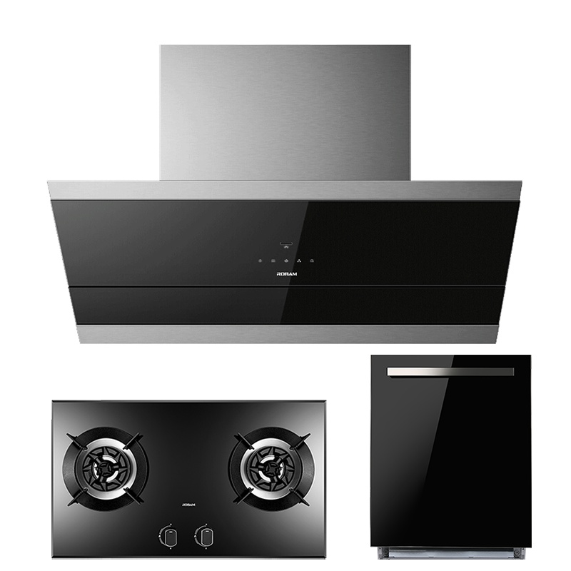 老板(Robam)侧吸式22立方大吸力油烟机三件套抽油烟机燃气灶具洗碗机套装28A0+57B0T+W710