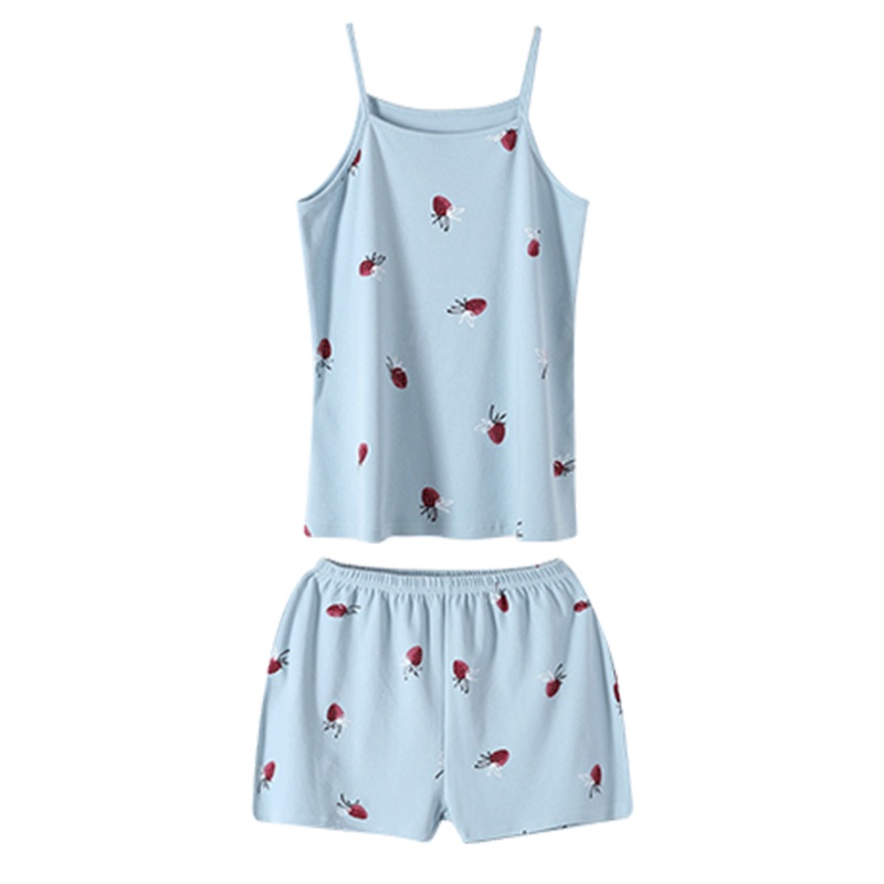 猫人睡衣女士2021年新款时尚印花吊带女式家居服套装