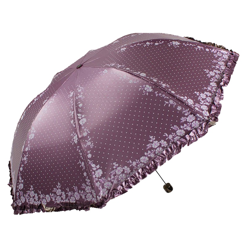 天堂 30049ELCJ 双面柔粉亮胶丝印三折太阳伞晴雨伞