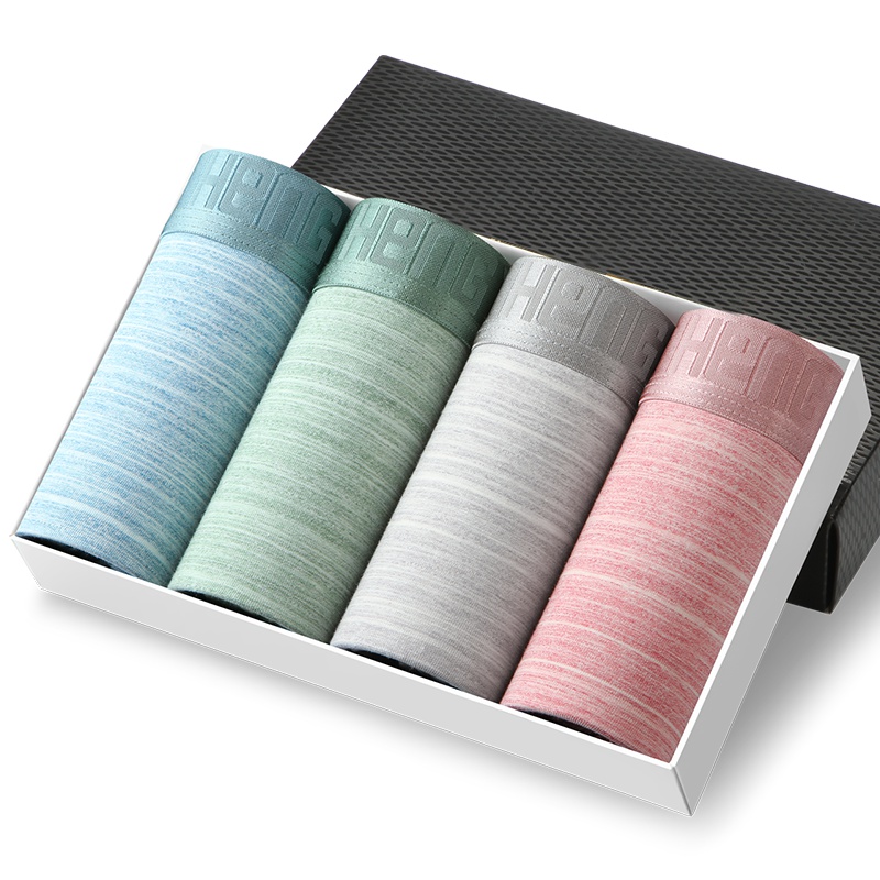 恒源祥 男士内裤 男平角内裤ECD0615浅彩棉内裤棉质四角裤4条装