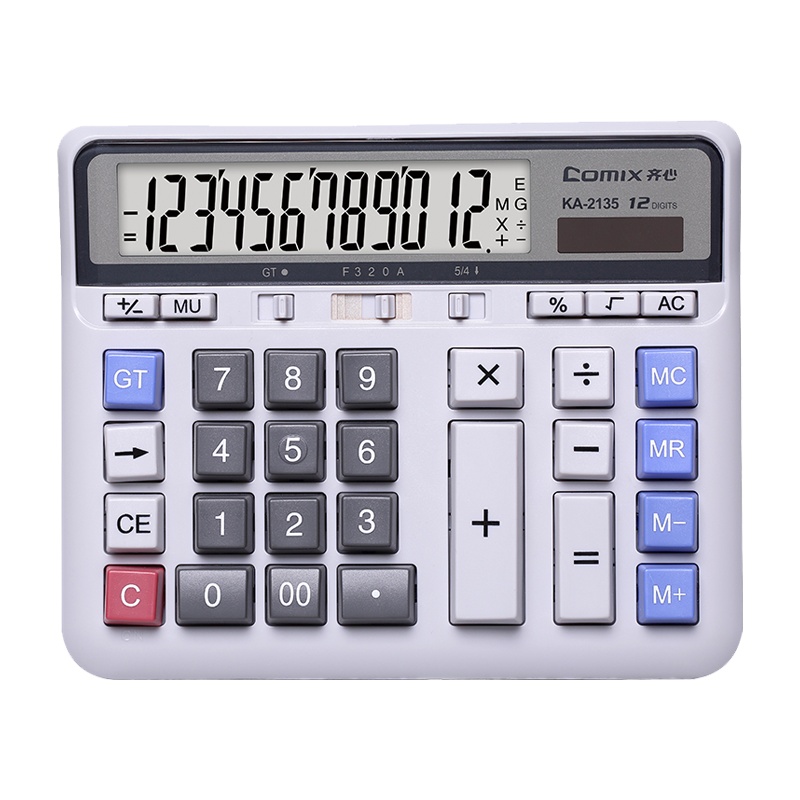 齐心(COMIX)KA-2135桌面式计算器 电脑按键计算机 太阳能计算器 大屏幕办公计算机