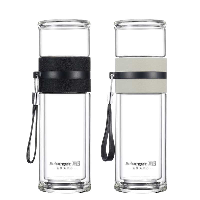 雄泰(SHINETIME)双层玻璃杯茶水分离泡茶杯过滤杯240ML