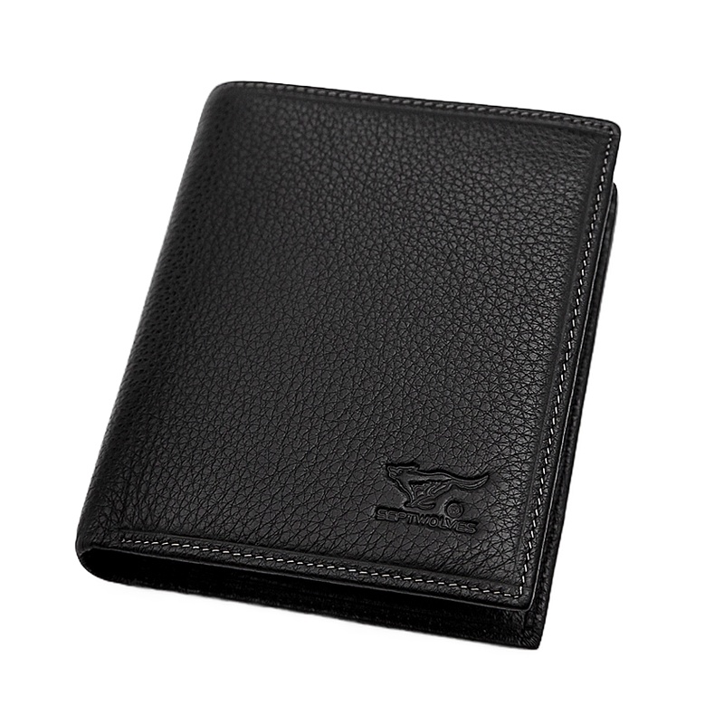 七匹狼钱包 头层牛皮男士短款真皮钱夹韩版潮商务竖款 男皮夹正品