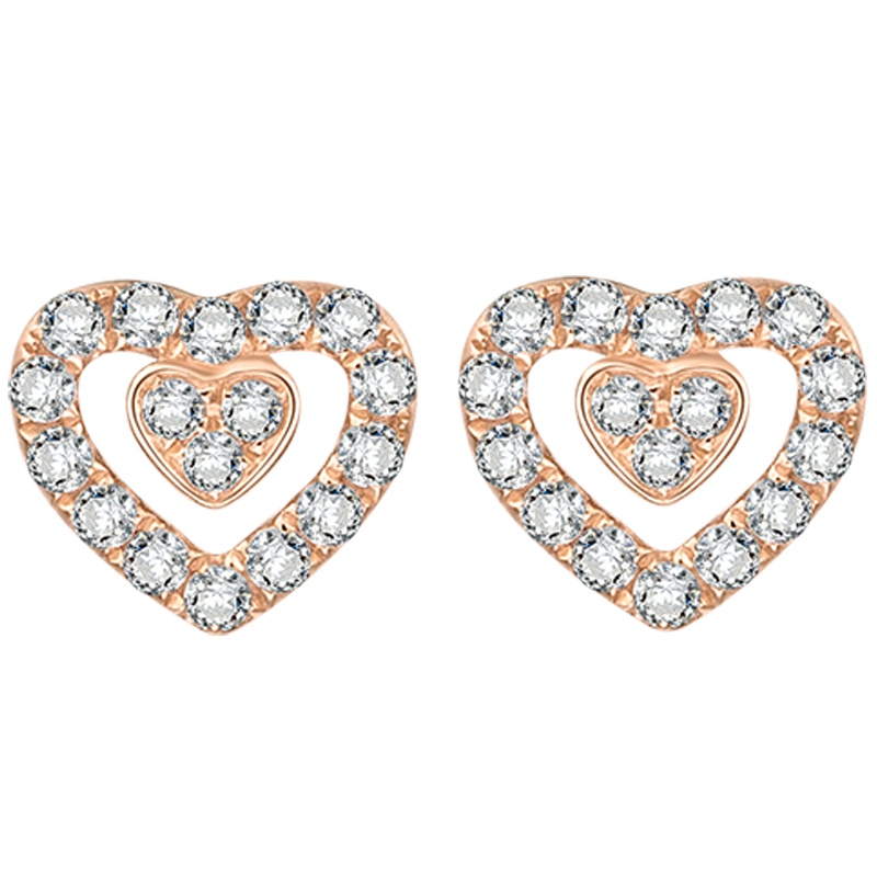 金一 18K金 新款玫瑰金立方氧化锆 女士K金耳钉送女友 (定价)CEF006