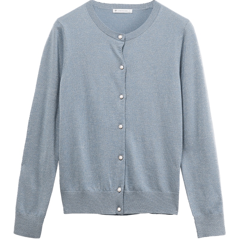 千仞岗2021春夏新款女士纯色针织开衫修身长袖显瘦