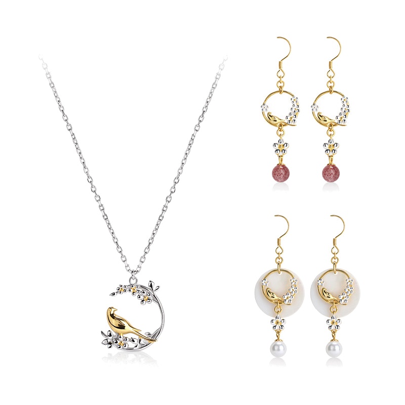 颐和园|喜上眉梢●首饰 S925银饰品 - 耳坠 粉晶款