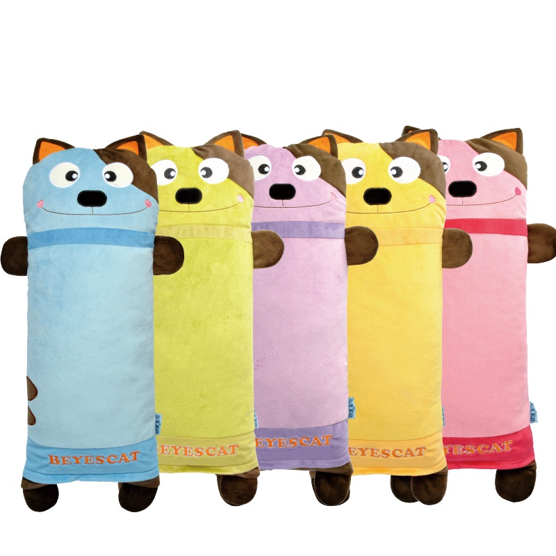 双漫大眼猫短柔绒婴儿枕头卡通荞麦儿童枕头宝宝枕幼儿园1-3-6岁