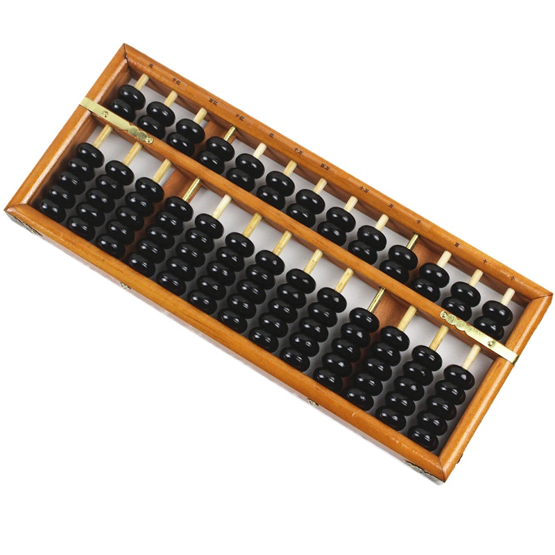 小学生算盘珠心算算盘13档7珠算盘木质算盘中号13档小学2年级4年纪算盘带单位带姓名 木框黑珠+收纳袋+单位(7珠木质)
