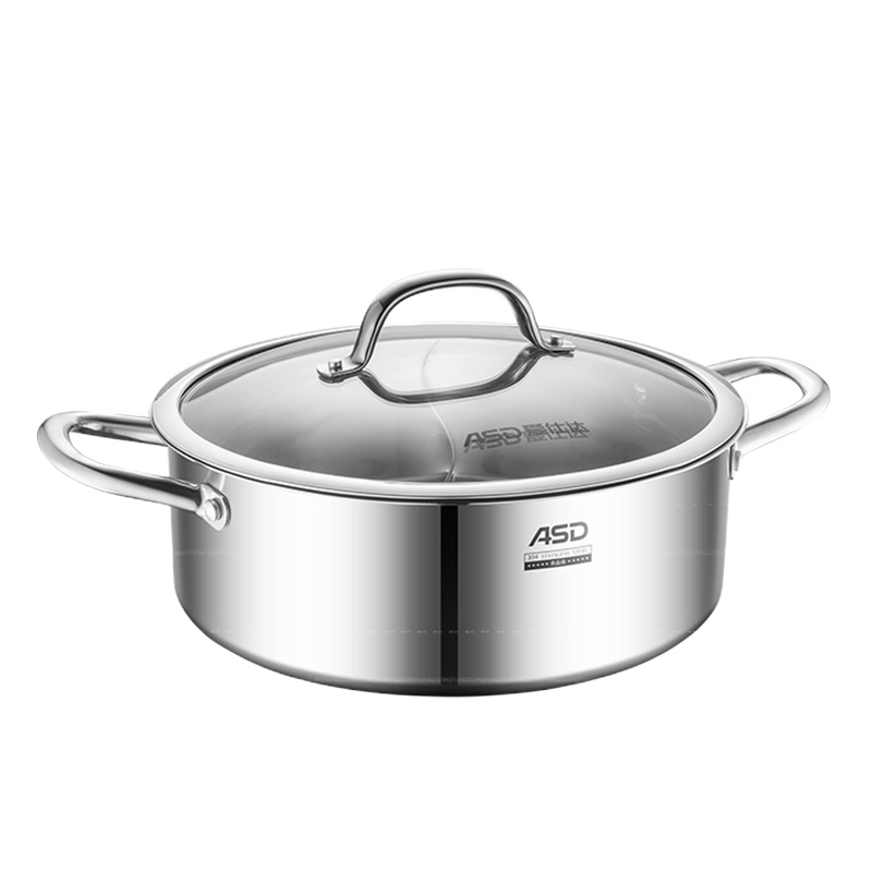 爱仕达(ASD) 火锅锅具30cm 鸳鸯锅/火锅盆家用304不锈钢防锈防腐蚀 燃电通用FS30H3Q