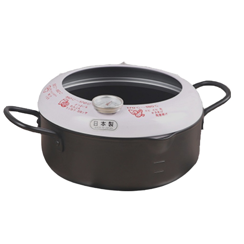 [实时温度监控]YOSHIKAWA吉川 不锈钢 铁涂层 油炸天妇罗油炸锅 200毫米 2.4L 通用 配温度计