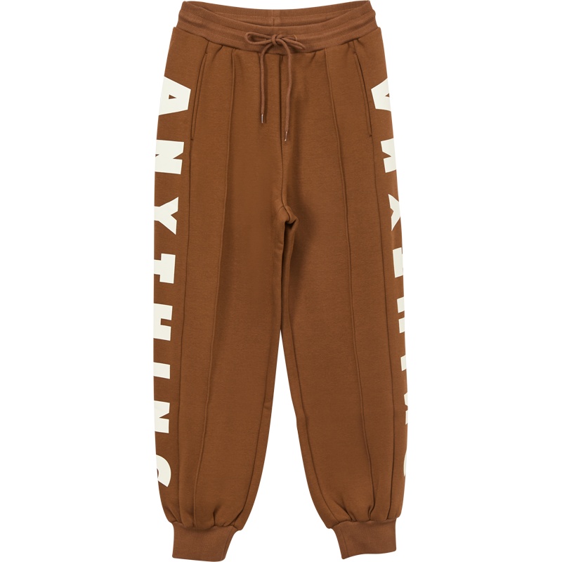 美特斯邦威运动长裤女宽松新款冬季休闲字母印花拼接慢跑裤女